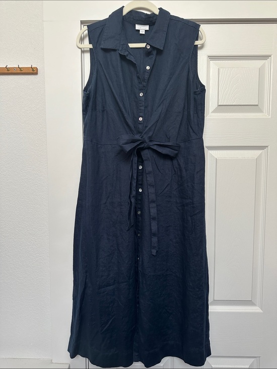 J. Jill Dresses & Skirts - J. Jill Navy Sleeveless Button-Front Tie-Waist Maxi Dress